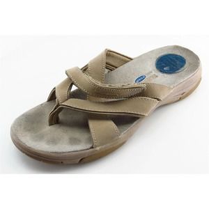 Dr. Scholl's Size 8 M Brown Flip Flop Leather Women Sandal Shoes‎